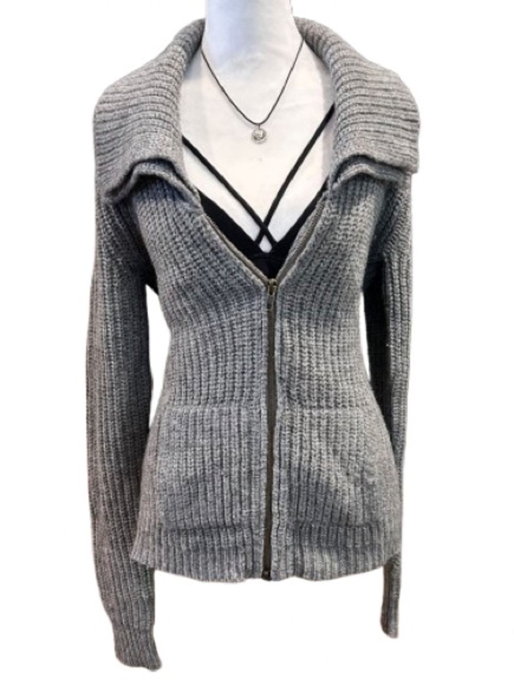 J. Crew Tirette Gray Cardigan Sweater Alpaca Merino Wool Elena Gilbert Y2K M